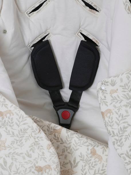 2-in-1 Baby Ausfahrsack/Wickelunterlage, Musselin beige bedruckt+cappuccino+GRÜN+terrakotta+wollweiß 