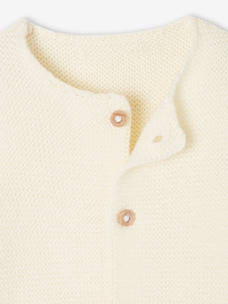 Baby Strickjacke aus Baumwolle BASIC beige meliert+marine+wollweiß 