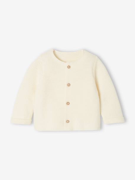 Baby Strickjacke aus Baumwolle BASIC beige meliert+marine+wollweiß 