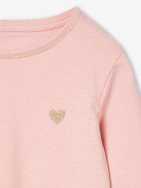 Mädchen Shirt mit Glitzerherz und Recycling-Baumwolle BASIC anthrazit+koralle+pudrig rosa+smaragdgrün+wollweiß 