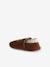 Chaussons élastiqués en cuir souple bébé lot marron+marron imprimé+vert imprimé 
