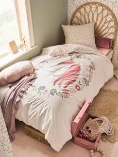 Linge de maison et décoration-Linge de lit enfant-Fourre de duvet-Parure fourre de duvet enfant et taie d'oreiller PETITE LICORNE, avec coton recyclé