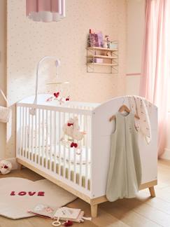 Zimmer und Aufbewahrung-Zimmer-Kinderbett, Babybett-Mitwachsendes Bett-Mitwachsendes Babybett KONFETTI 70 x 140 cm, Gitter abnehmbar, Lattenrost höhenverstellbar