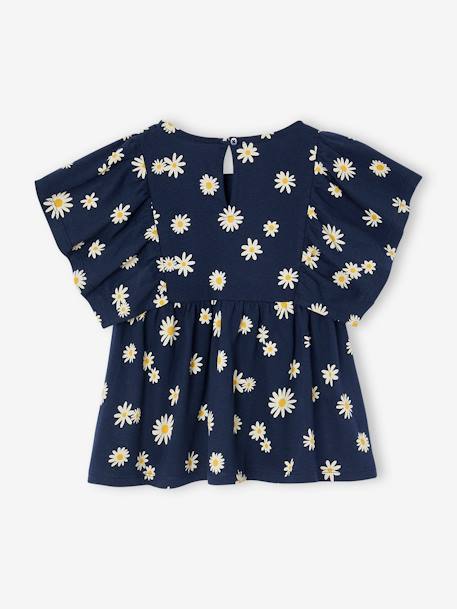 Mädchen Blusenshirt mit Recycling-Polyester marine+pfingstrose+wollweiß 