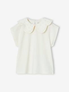 Mädchen-T-Shirt, Unterziehpulli-T-Shirt-Mädchen T-Shirt mit besticktem Kragen, personalisierbar