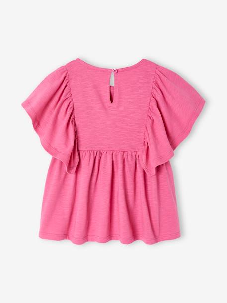 Mädchen Blusenshirt mit Recycling-Polyester marine+pfingstrose+wollweiß 