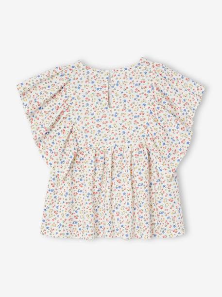 Mädchen Blusenshirt mit Recycling-Polyester marine+pfingstrose+wollweiß 
