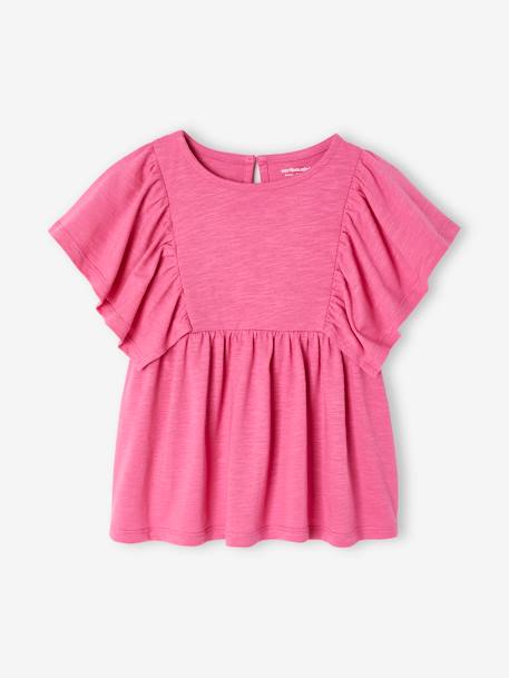 Mädchen Blusenshirt mit Recycling-Polyester marine+pfingstrose+wollweiß 