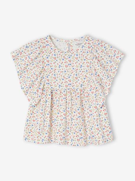 Mädchen Blusenshirt mit Recycling-Polyester marine+pfingstrose+wollweiß 