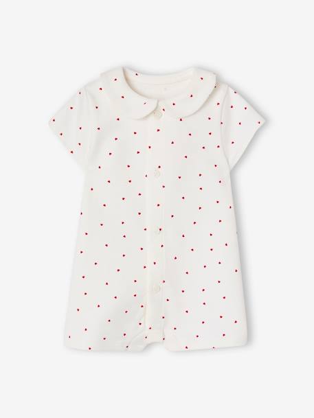 Combinaison fleurie naissance personnalisable blanc imprimé+écru 