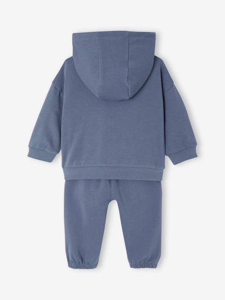 Ensemble sport sweat à capuche zippé + jogging bébé indigo 