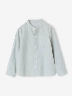 Junge-Jungen Hemd aus Leinenmix mit Stehkragen