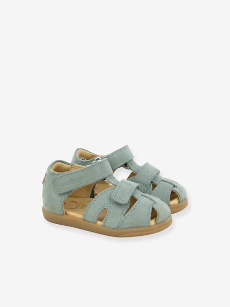 Sandales bébé Pika Scratch camel+vert d'eau 