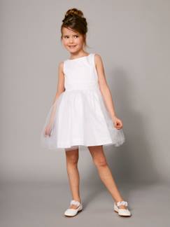 Robe de cérémonie fille en satin et tulle