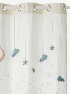 Linge de maison et décoration-Décoration-Rideau guirlande à œillets tamisant nuages et étoiles
