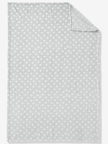 Couverture enfant microfibre imprimée étoiles GRIS CLAIR IMPRIME+MARINE GRISE IMPRIME 