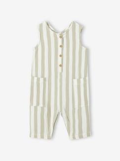 Combinaison bébé gaze de coton rayée -Combinaison bébé gaze de coton rayée