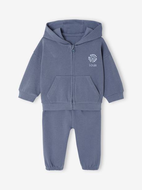 Ensemble sport sweat à capuche zippé + jogging bébé indigo 