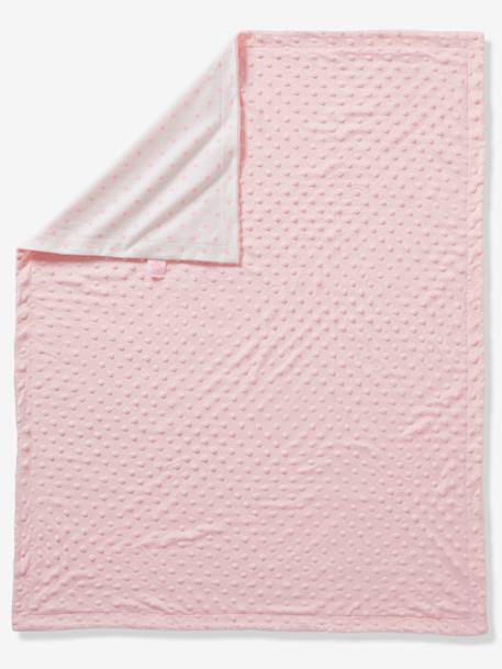 Couverture bébé bi-face minky/molleton STELLA EAU DE ROSE+GRIS 