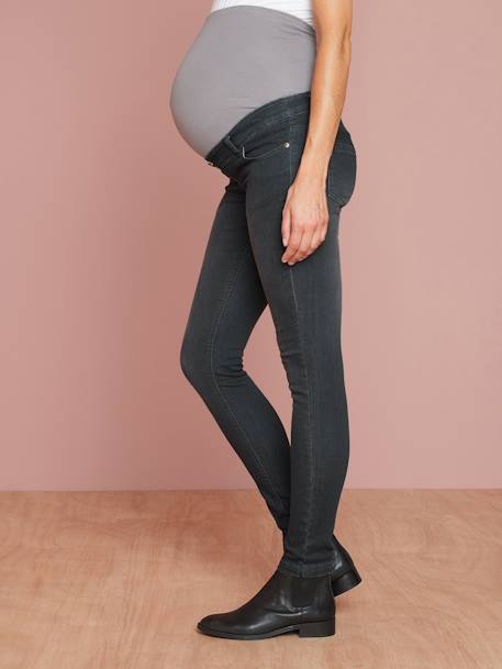 Jean slim stretch de grossesse entrejambe 79 denim gris+denim noir 