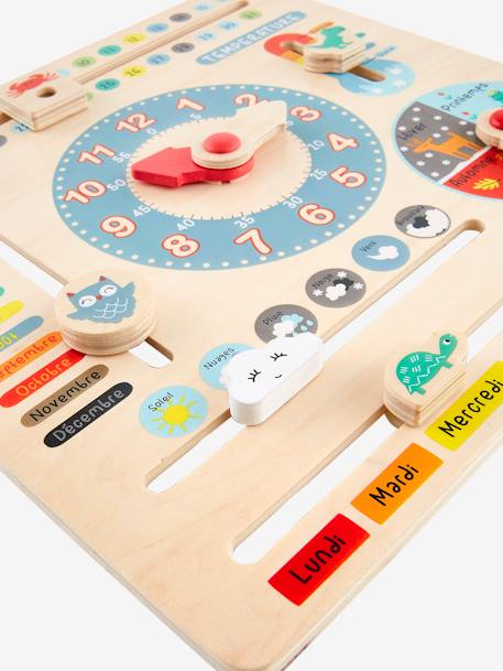 Holz-Spieluhr mit Kalender für Kinder mehrfarbig/rot 
