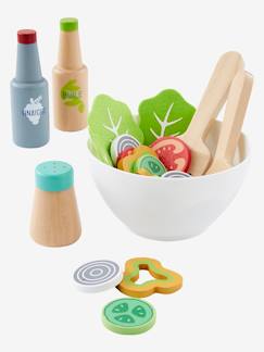 Geburtstagsgeschenke-Spielzeug-Nachahmungsspiele-Küche, Geschirr und Lebensmittel-Salat-Set für die Spielküche, Holz FSC®