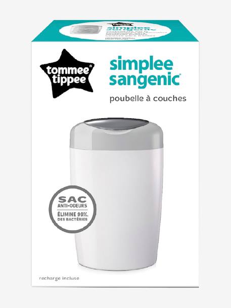 Tommee Tippee Poubelle à couches Sangenic Simplee 3 recharges blanc/gris