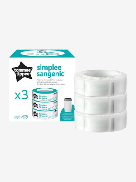 3er-Set Nachfüllpacks für den Simplee Tommee tippee SANGENIC Windeleimer aus recyceltem Kunststoff weiss 