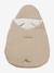 2-in-1 Baby Ausfahrsack/Wickelunterlage, Musselin beige bedruckt+cappuccino+GRÜN+terrakotta+wollweiß 