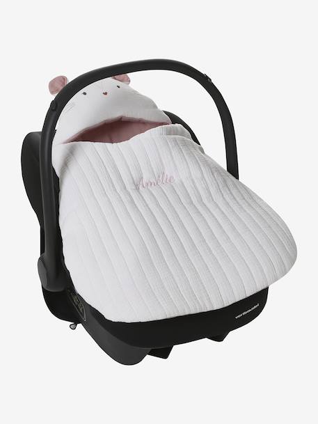 2-in-1 Baby Ausfahrsack/Wickelunterlage, Musselin beige bedruckt+cappuccino+GRÜN+terrakotta+wollweiß 