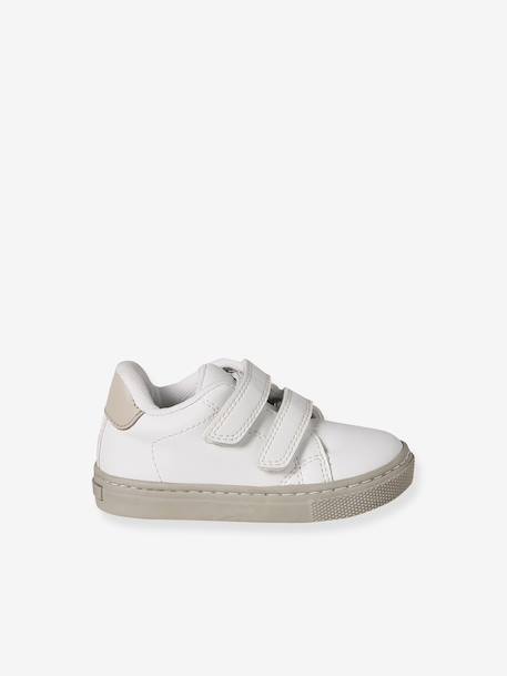 Baskets bébé garçon synthétique à scratchs écru 