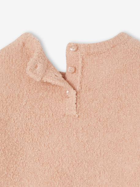 Pull bébé brodé petits coeurs rose poudré 
