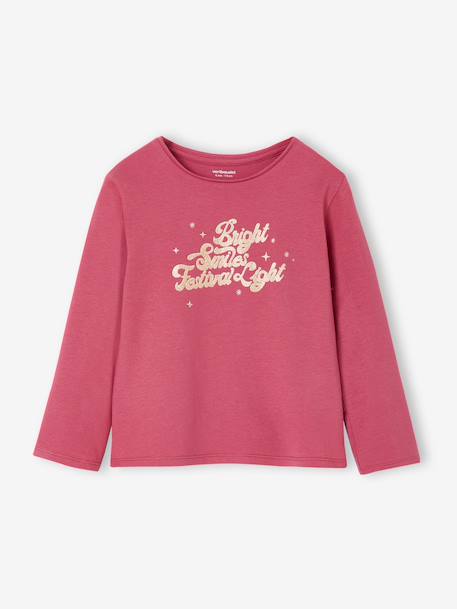 Mädchen Langarmshirt BASIC mit Recycling-Baumwolle hellrosa+himbeer+marine+wollweiß 