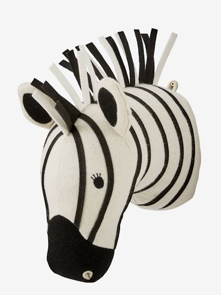 Dekokopf Zebra, Plüsch WEISS/SCHWARZ 