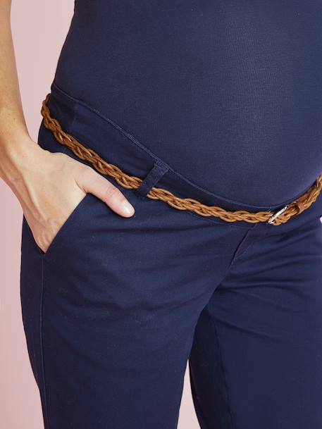 Pantalon chino grossesse entrejambe 78 cm et ceinture marine grisé 