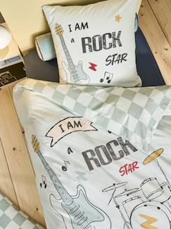 Linge de maison et décoration-Linge de lit enfant-Fourre de duvet-Parure fourre de duvet + taie d'oreiller enfant ROCK MUSIC, avec coton recyclé