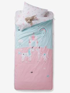 Linge de maison et décoration-Linge de lit enfant-Parure Caradou "facile à border" avec duvet LICORNES MAGIQUES
