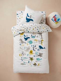 Le sommeil de bébé-Linge de maison et décoration-Parure Fourre de duvet + taie d'oreiller enfant ABECEDAIRE MARIN