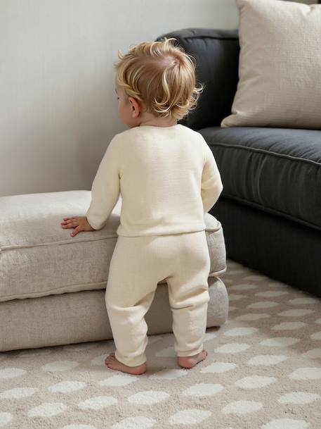 Baby Strickjacke aus Baumwolle BASIC beige meliert+marine+wollweiß 