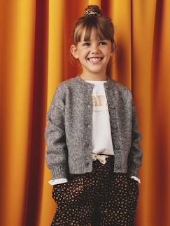 Fille-Pull, gilet, sweat-Gilet fille maille mousseuse 