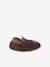Chaussons élastiqués en cuir souple bébé lot marron+marron imprimé+vert imprimé 