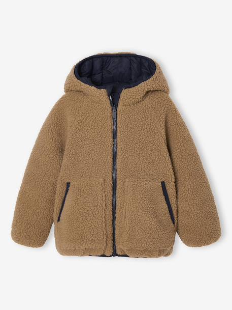 Jungen Wende-Steppjacke marine+mokka+tannengrün 