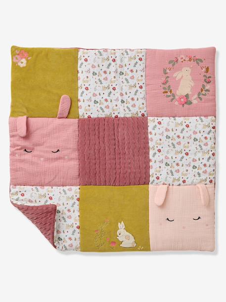 Tapis de sol / fond de parc patchwork LAPIN ENCHANTÉ vieux rose 