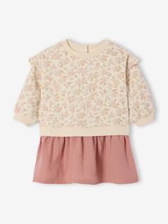 Baby-Kleid, Rock-2-in-1 Kleid aus Sweatware & Musselin für Babys