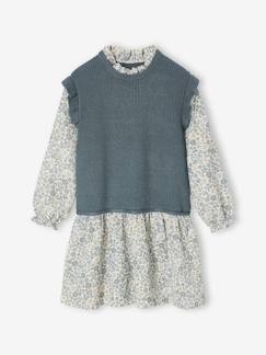 Mädchen-Mädchen Kleid mit 2-in-1-Effekt