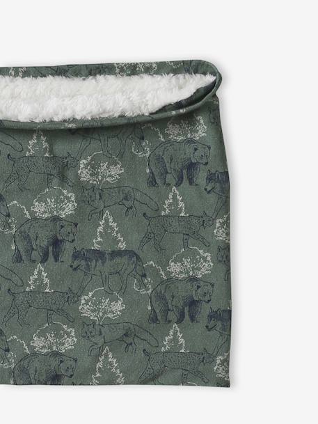 Jungen Snood mit Print, Teddyfleece-Futter salbeigrün 