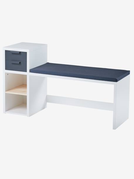 Banc-rangement 'Réglisse' BLANC/GRIS FONCE 