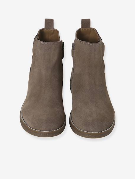 Boots enfant fille cuir zippées lot beige+noir+taupe 
