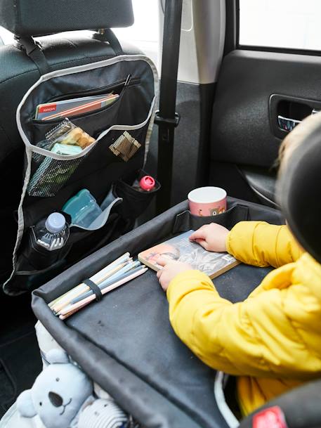 Organisateur de voiture pour enfants avec glacière et plateau à collation  (gris) 