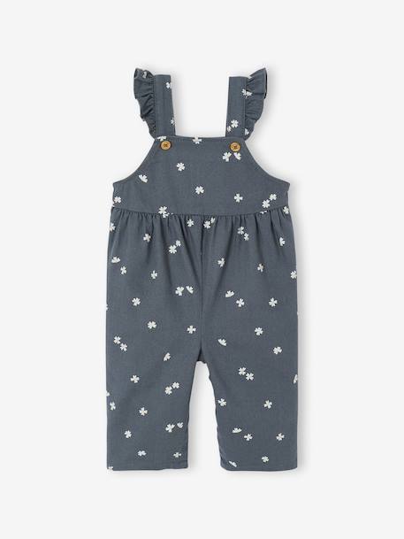 Salopette bébé en twill imprimée gris ardoise 